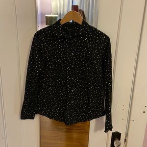 J. Crew polka dot navy and gold button up